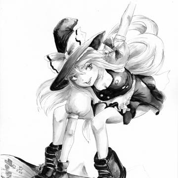 スノーボードでジャンプする魔理沙