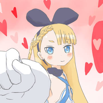 拳を突き出すみゅみゅ教授