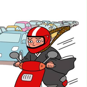 スクーターに乗ったお坊さん