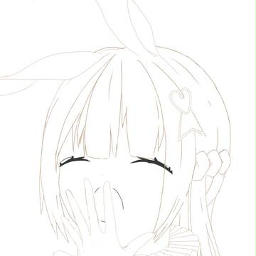 あくびをする時計うさぎ 線画
