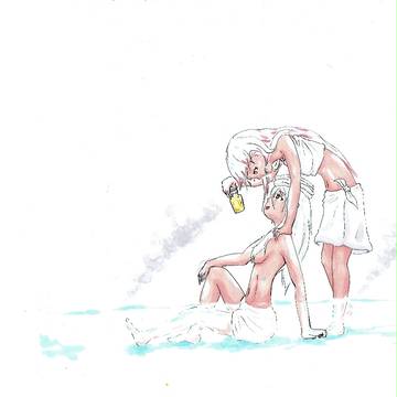 温泉にて