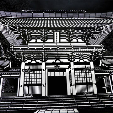 切り絵　香取神宮楼門