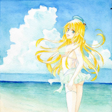 愛宕さんと夏の海