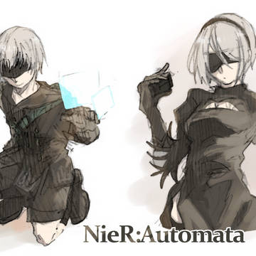 ２B・９S落書き