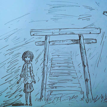 女の子と鳥居
