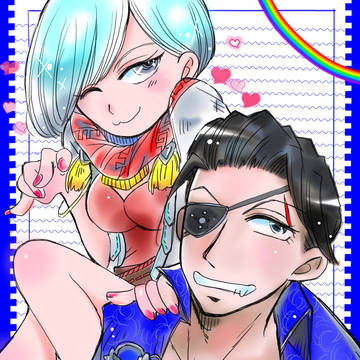 フレンドのりんさんとみっつー描きました