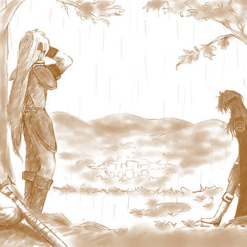らくがき　雨宿り