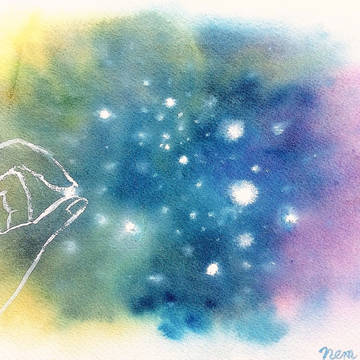 滲んだ星空