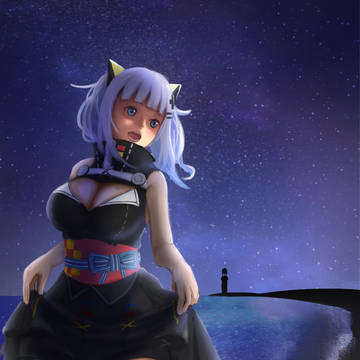 輝夜月と夜の海