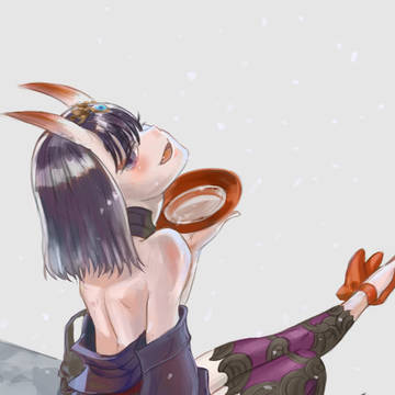雪の中に酒を飲む、酒呑童子