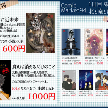 【C94 夏コミ】おしながき【たぬたぬ・たぬむつ】
