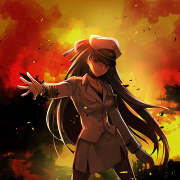 軍服っぽい感じの服のお姉さん