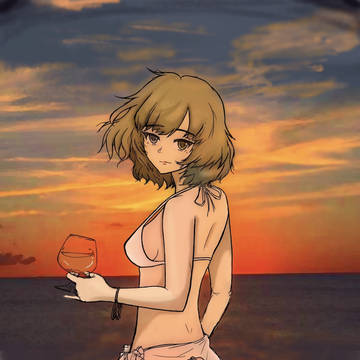 夕日に染まる楓さん