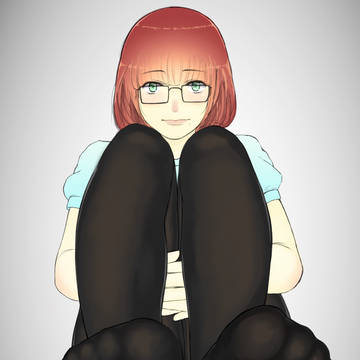 黒タイツちゃん、体操座り。