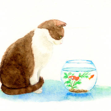 ねこ絵（水彩）