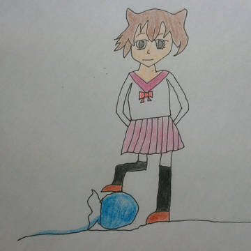 金魚鉢を踏みつける女の子