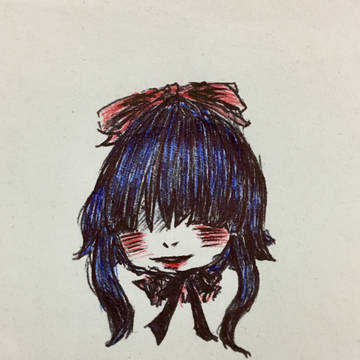 ボールペンで少女