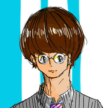 丸メガネ男子