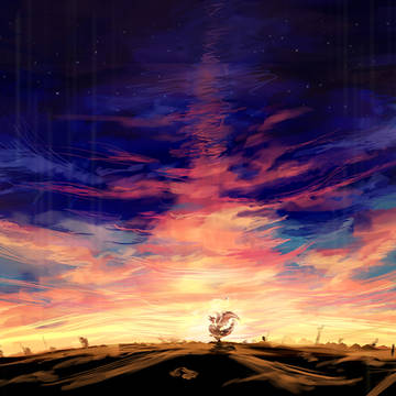 竜と夕焼け