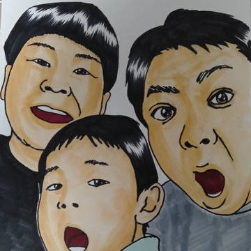 大島一家を描いてみた。