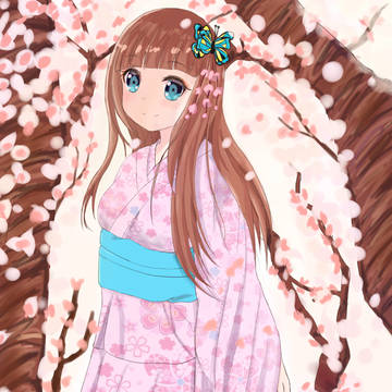 桜と娘