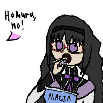 Homu eating magia chips
