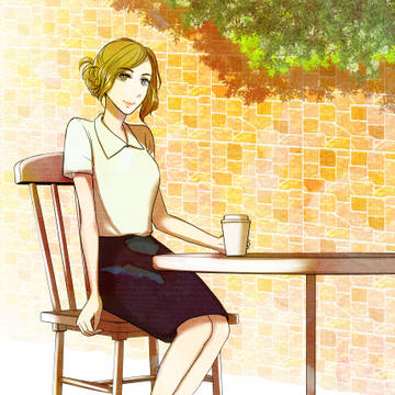 カフェにいるお姉さん