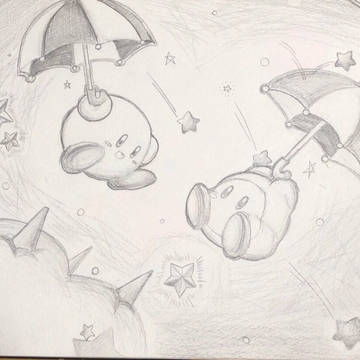 カービィとワドルディが空をふわふわしてるだけ