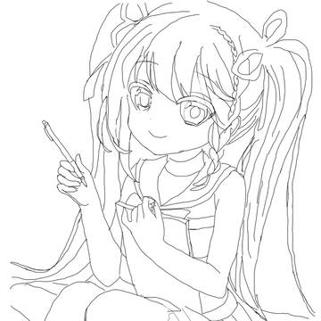モノクロ風子さん（模写）