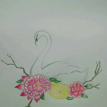 swan and flower