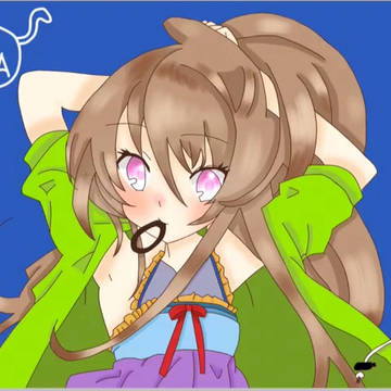 ポニテの女の子色塗り