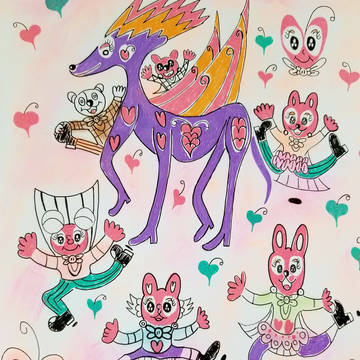 馬とウサギと妖精キャラクター