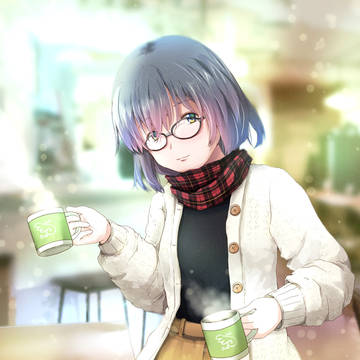 【冬コミ用イラスト】冬のカフェにて