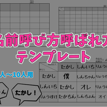 キャラクターの名前呼び方呼ばれ方テンプレート