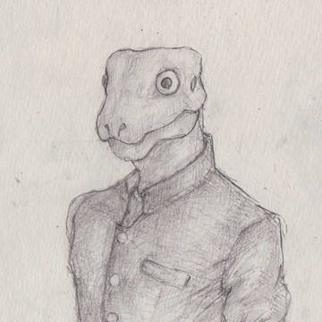 昔描いた学生時代の爬虫人類
