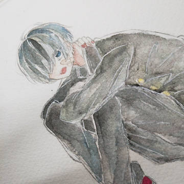 水彩画 創作男子