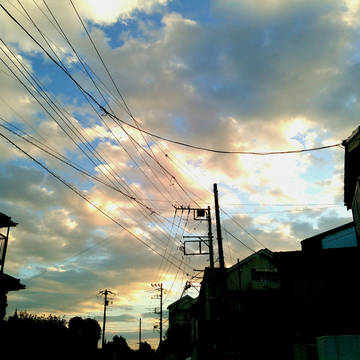 温かめの電信柱(画像)夕方