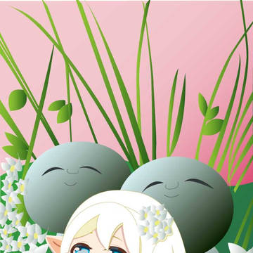 なごみ地蔵とエルフ。