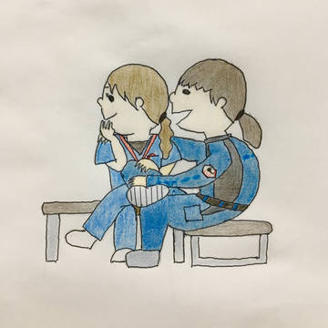 ロッカールームで。