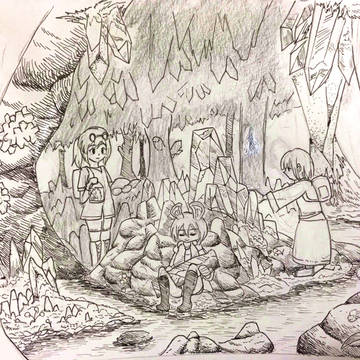 洞窟探検したかった絵