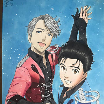 ユーリ!!! on ICE。ヴィクトル＆勇利描いてみた。
