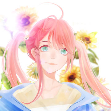 Pink Girl and Sun/ピンクのツインテール