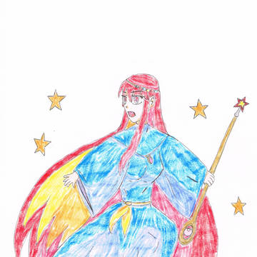 赤と黄色の二色髪の女性