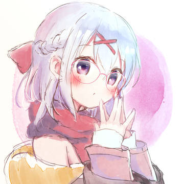 三つ編みバッテン少女の肖像画