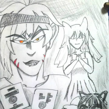 지인 자캐들로 늑대 게임 패러디 (손 그림)