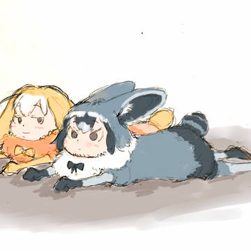 ウサギ化したアライさんとフェネック