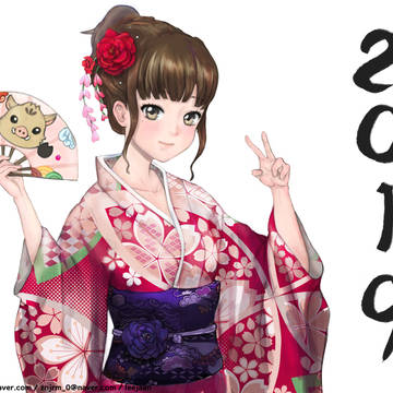 2019년 멧돼지와 기모노 (kimono, 着物)