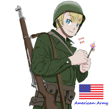 (要請作:うめ)梅の花を持ったアメリカ軍人[요청작: 우메미군]