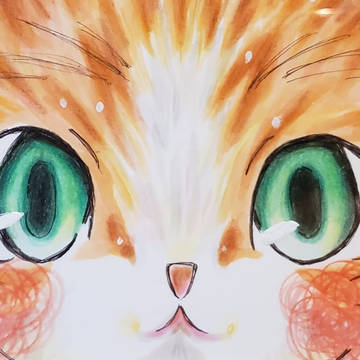 猫に見つめられる絵