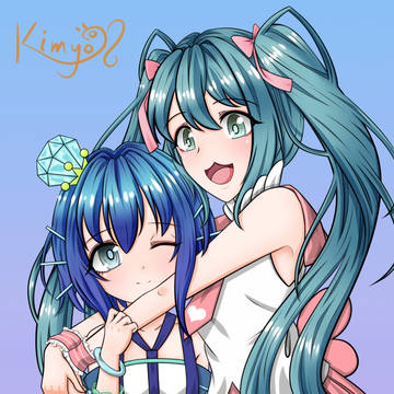是初音与苍姬的情头鸭